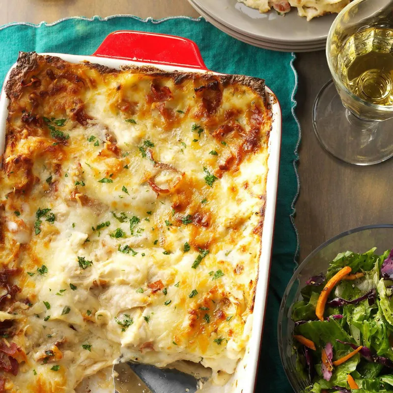 Chicken & Mushroom Ricotta Lasagna with Rosemary Focaccia