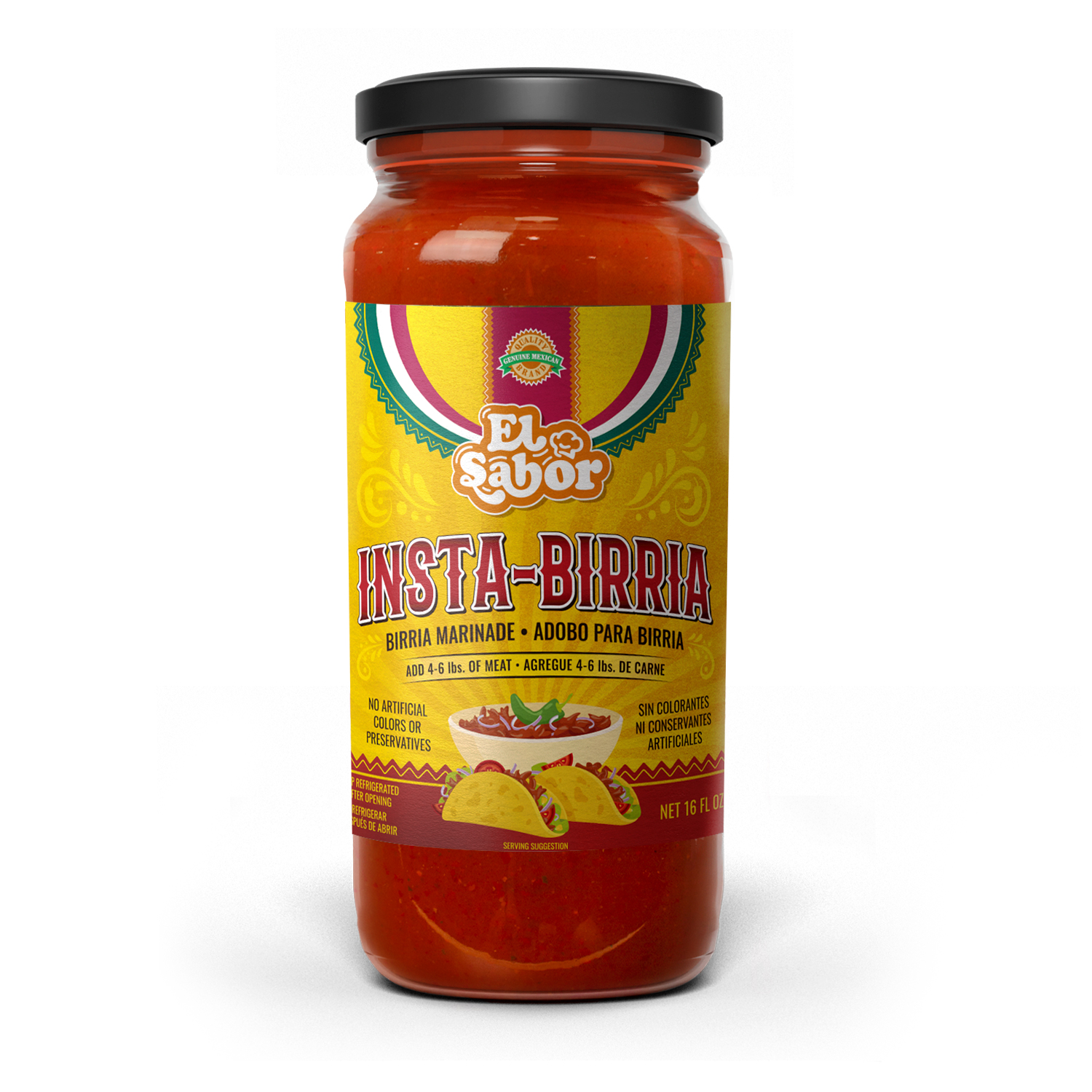 Gourmet Birria Mix | Instabirria 16 fl oz glass jar